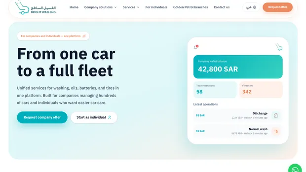 Website screenshot — Bright Washing