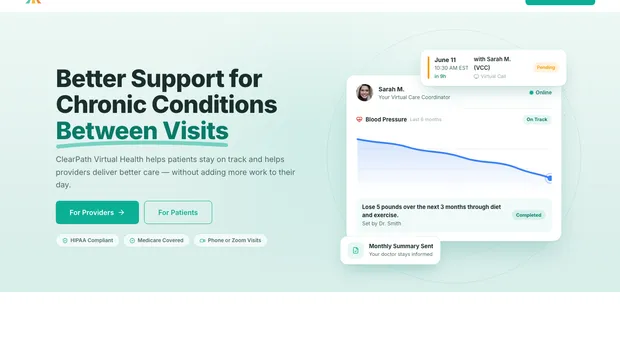 Website screenshot — ClearPath Virtual Health