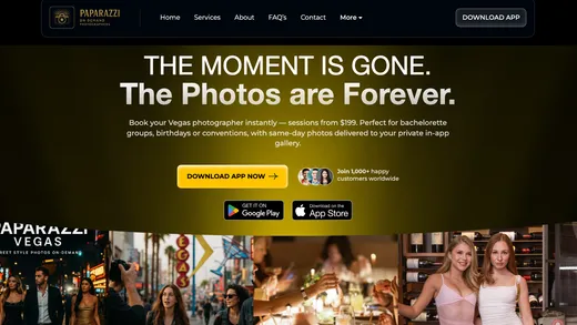 Website screenshot — Paparazzi Vegas