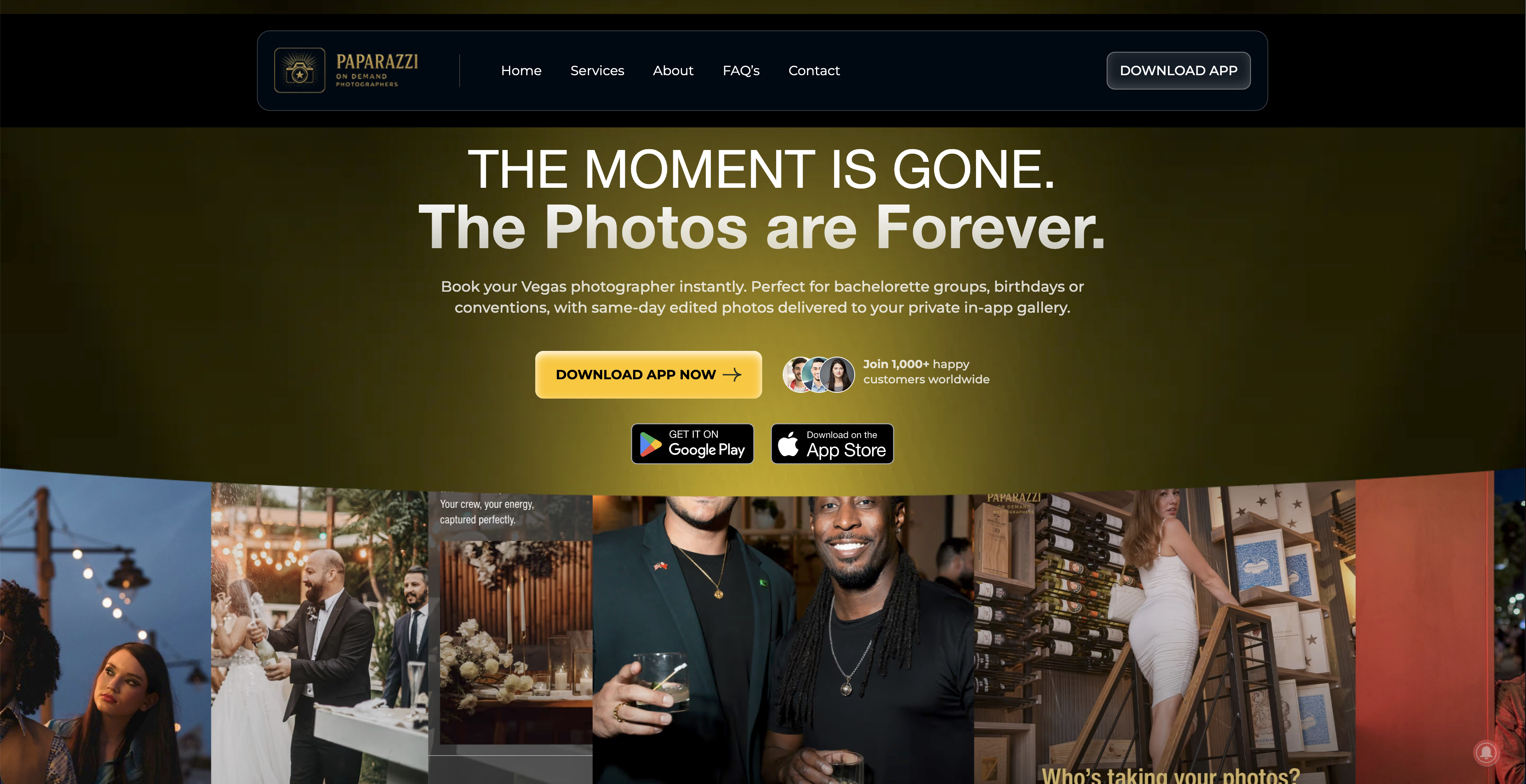 Paparazzi Vegas landing page preview